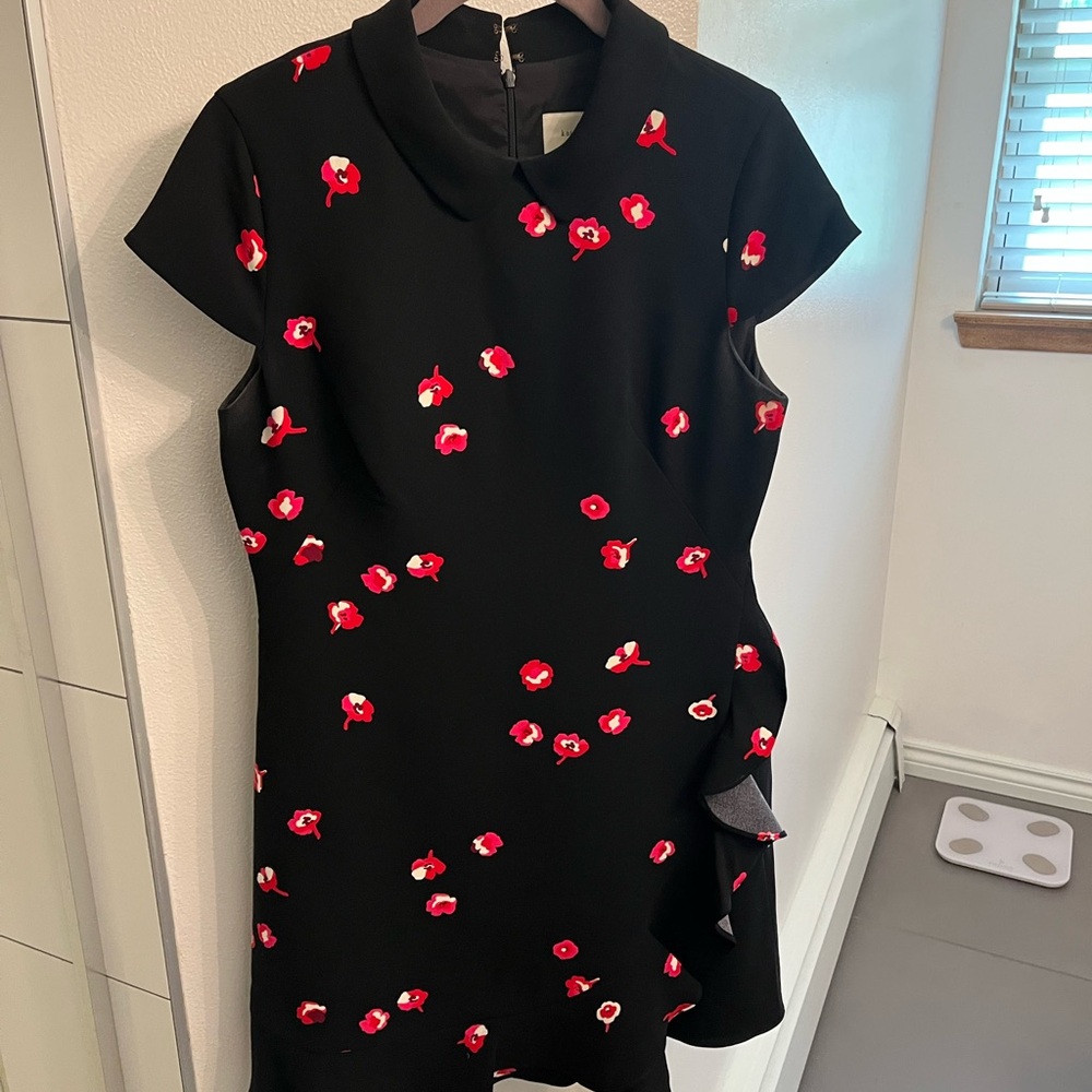Kate Spade Black Dress with Red Floral Accents
